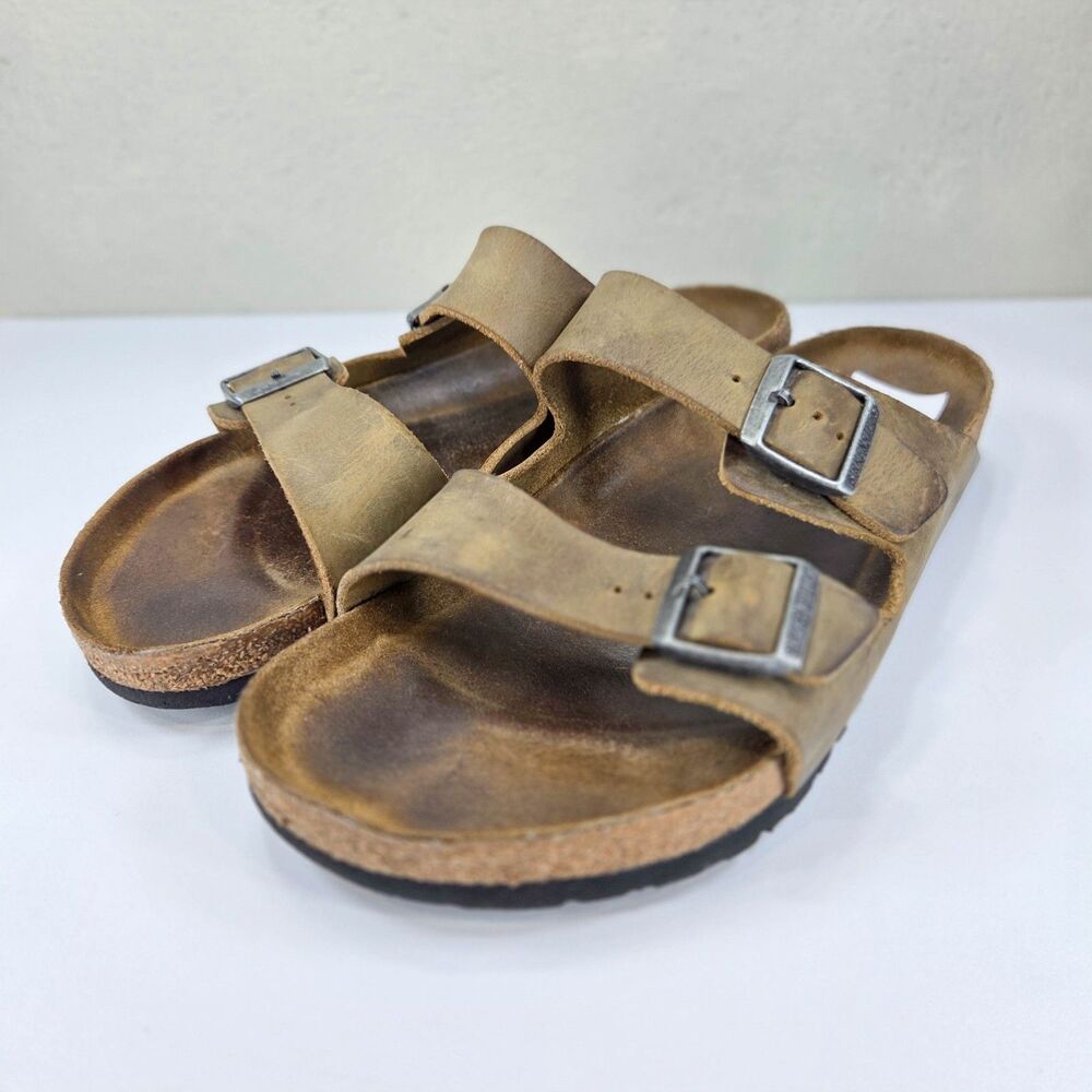 Birkenstock Arizona Soft Footbed Brown Leather Sandals Mens Sz 13
